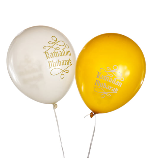 Ramadan Mubarak Balloons - White and Gold