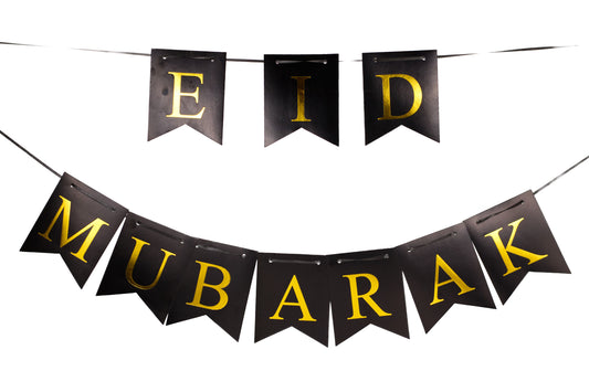 Eid Mubarak Bunting - Black and Gold